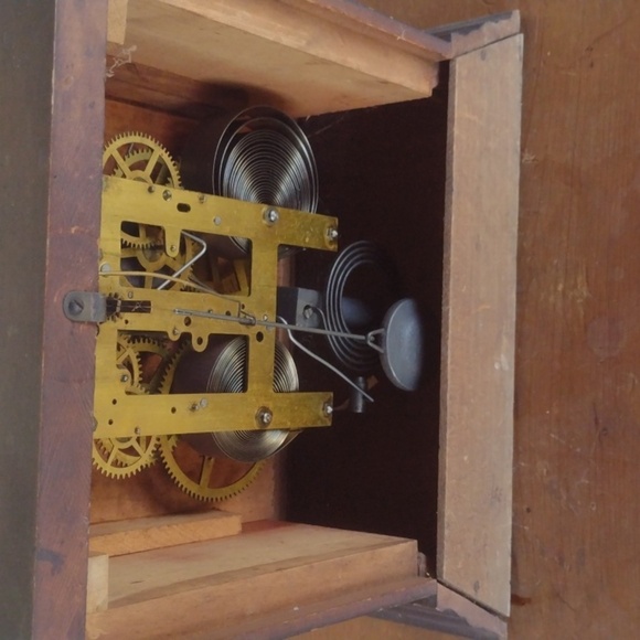 Antique Sessions Brown Wooden Mantel Clock - Picture 2 of 3